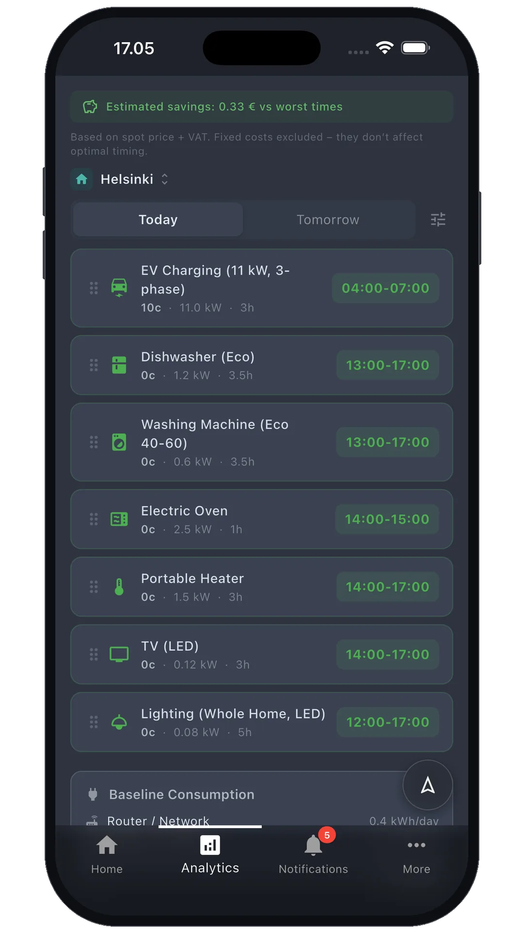 Nordplug app smart schedule running appliances on the cheapest hours
